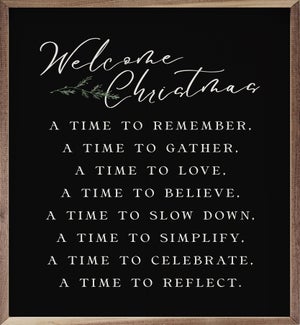Welcome Christmas A Time Greenery Black